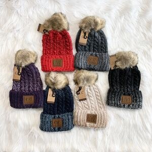 C.C Ombre Knit Pom Beanie for Adults, Winter Hats, Premium Hats, Warm Hats